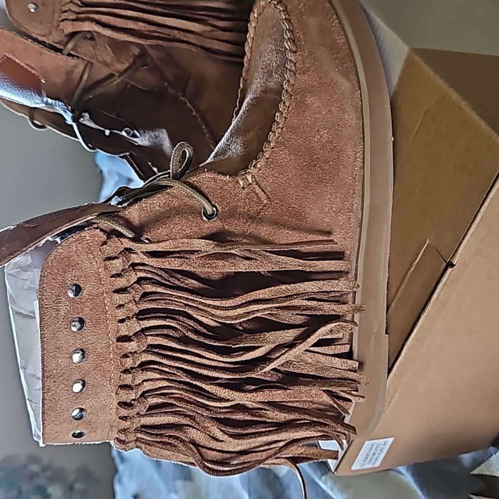 Fringe ankle boots